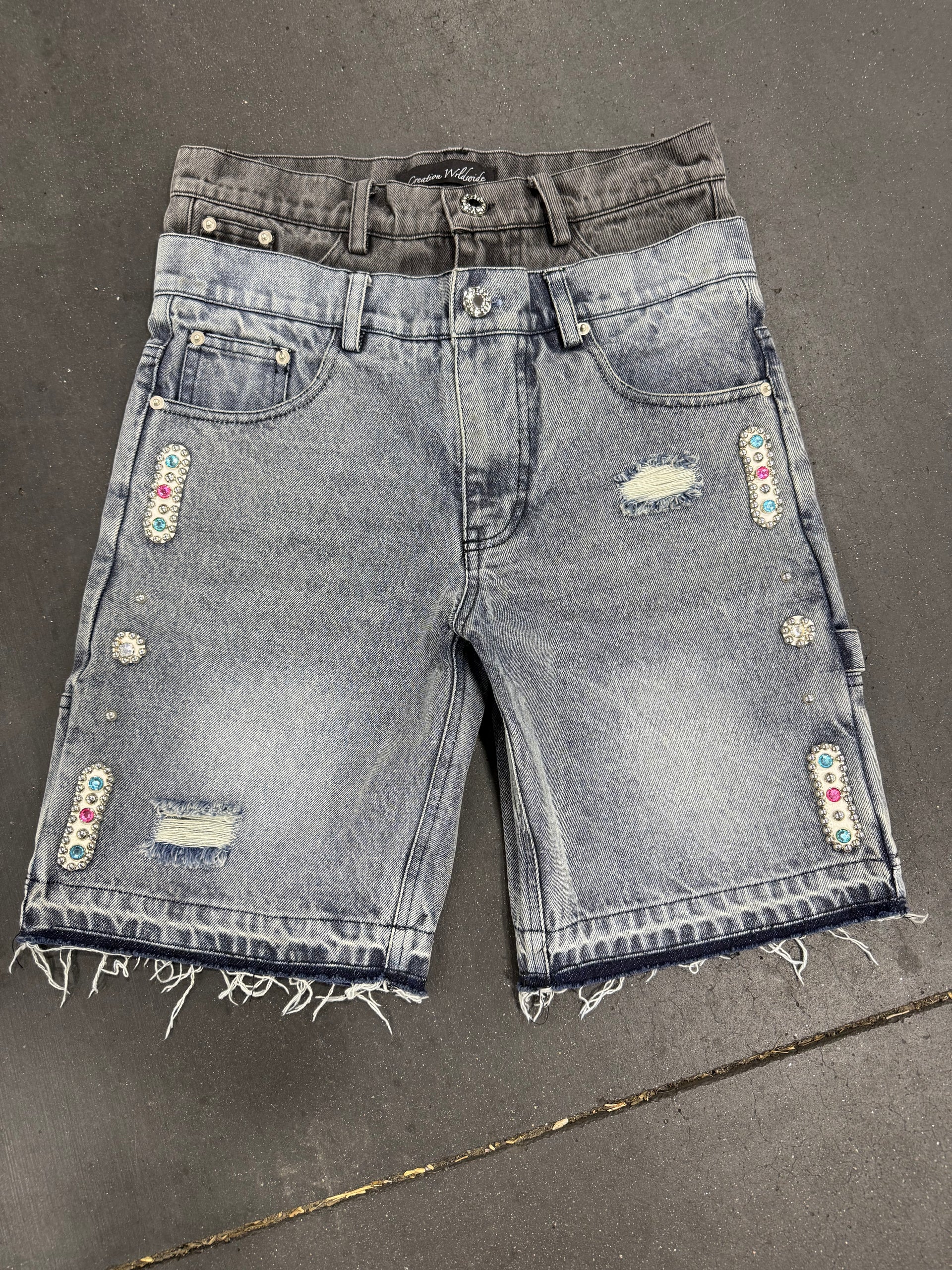“Gemstone” Jorts Blue